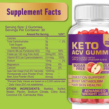 Load image into Gallery viewer, Keto Acv Gummies for Advanced Weight Loss & Belly Fat Burn - Pro Active Super Apple Cider Vinegar Gummies - Rapid Fat Burner Diet Supplement for Women Men - Sugar Free & Gluten Free (1000MG)
